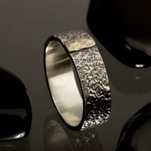 Viking Wedding Ring, Men's Band, 14K Gold & Sterling Silver Ring, Rustic Wedding Band, Men's Gold Ring, RS-1260