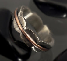 Sterling Silver Ring, Men's Wedding Band, Rustic Copper Ring, Handmade Men's Ring, Artisan Band, Gift for Him, RS-1263