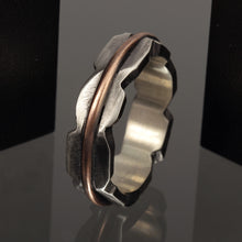 Sterling Silver Ring, Men's Wedding Band, Rustic Copper Ring, Handmade Men's Ring, Artisan Band, Gift for Him, RS-1263