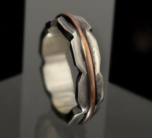 Sterling Silver Ring, Men's Wedding Band, Rustic Copper Ring, Handmade Men's Ring, Artisan Band, Gift for Him, RS-1263