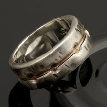Men's Rustic Wedding Band, Sterling Silver & Copper Ring, RS-1270