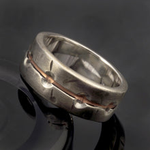 Men's Rustic Wedding Band, Sterling Silver & Copper Ring, RS-1270