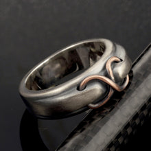Men's Rustic Wedding Band, Sterling Silver & Copper Ring, Handmade Men's Ring, RS-1274