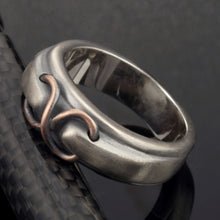 Men's Rustic Wedding Band, Sterling Silver & Copper Ring, Handmade Men's Ring, RS-1274