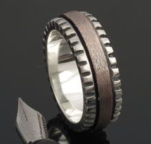 Mens Wedding Band, Sterling Silver & Copper Wide Rustic Ring, RS-1278