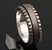 Men's Sterling Silver Wedding Band, Rustic Textured Men's Ring, Black Oxidized Ring, RS-1278