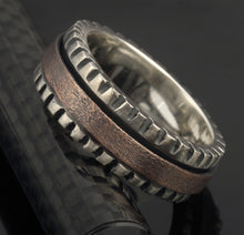 Men's Sterling Silver Wedding Band, Rustic Textured Men's Ring, Black Oxidized Ring, RS-1278