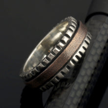 Men's Sterling Silver Wedding Band, Rustic Textured Men's Ring, Black Oxidized Ring, RS-1278