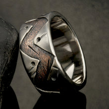 Men unique wedding Ring, Men Silver Ring, Men Wedding Band, Two tone silver copper ring, Bark Silver Ring, Textured Ring, RS-1280