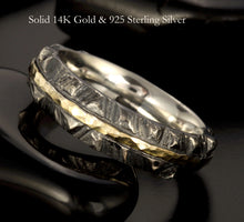 14K Gold & Sterling Silver Wedding Band, Rustic Two Tone Ring, Unisex Ring, RS-1285