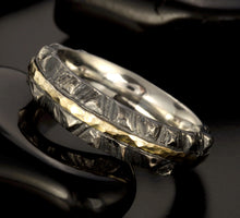 14K Gold & Sterling Silver Wedding Band, Rustic Two Tone Ring, Unisex Ring, RS-1285