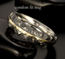 14K Gold & Sterling Silver Wedding Band, Rustic Two Tone Ring, Unisex Ring, RS-1285