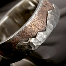 Men's Rustic Wedding Band, Mountain Ring, Silver & Copper Ring, RS-1296