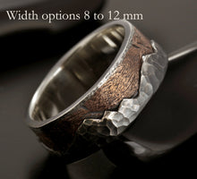 Men's Rustic Wedding Band, Mountain Ring, Silver & Copper Ring, RS-1296