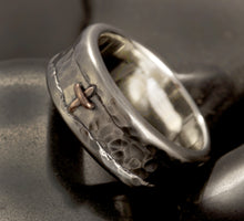 Men's Rustic Wedding Band, Textured Sterling Silver Ring, RS-1297