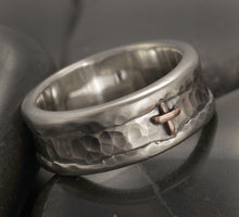 Men's Rustic Wedding Band, Textured Sterling Silver Ring, RS-1297