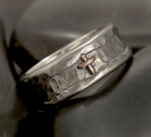 Men's Rustic Wedding Band, Textured Sterling Silver Ring, RS-1297