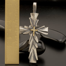 Large Mens Cross Pendant, Sterling Silver & 14K Gold, P-130