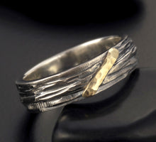 14K Gold & Sterling Silver Mens Wedding Band, Mixed Metal Ring, RS-1302