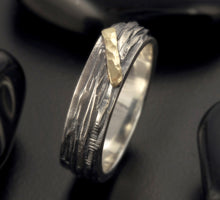 14K Gold & Sterling Silver Mens Wedding Band, Mixed Metal Ring, RS-1302