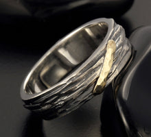 14K Gold & Sterling Silver Mens Wedding Band, Mixed Metal Ring, RS-1302