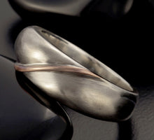 Mixed Metal Mens Ring, Silver Copper Wedding Band, Two Tone Ring, RS-1304