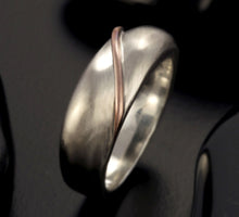 Mixed Metal Mens Ring, Silver Copper Wedding Band, Two Tone Ring, RS-1304