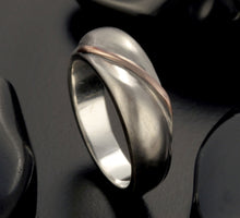 Mixed Metal Mens Ring, Silver Copper Wedding Band, Two Tone Ring, RS-1304
