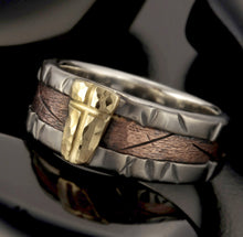 Rustic Mens Wedding Band, 14K solid Gold Silver & copper Ring,Man ring,  Engagement Band, Unique Mens Ring,   RS-1306