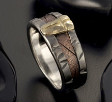 Mens Ring, 14K solid Gold & Silver Ring, Rustic mens ring,  Gift for men,  RS-1306