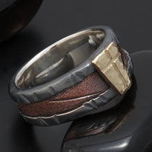 Mens Ring, 14K solid Gold & Silver Ring, Rustic mens ring,  Gift for men,  RS-1306
