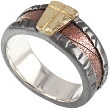 Mens Ring, 14K solid Gold & Silver Ring, Rustic mens ring,  Gift for men,  RS-1306