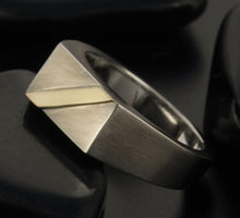Men's Signet Ring, Sterling Silver & 14K Gold, Personalized Ring, RS-1307