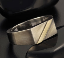 Men's Signet Ring, Sterling Silver & 14K Gold, Personalized Ring, RS-1307