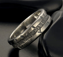 Mens Wedding Band, Rustic Sterling Silver Ring, Textured Mens Ring, RS-1308