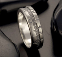 Mens Wedding Band, Rustic Sterling Silver Ring, Textured Mens Ring, RS-1308