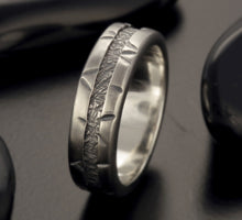 Mens Wedding Band, Rustic Sterling Silver Ring, Textured Mens Ring, RS-1308