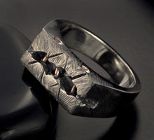 Mens Signet Black Ring, Man Unique ring, Mens Silver ring, Anniversary gift, Rustic ring, RS- 1309-1