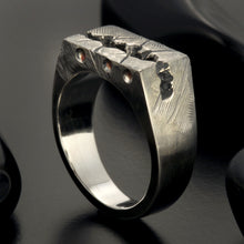 Mens Signet Black Ring, Man Unique ring, Mens Silver ring, Anniversary gift, Rustic ring, RS- 1309-1