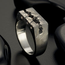 Mens Signet Black Ring, Man Unique ring, Mens Silver ring, Anniversary gift, Rustic ring, RS- 1309-1