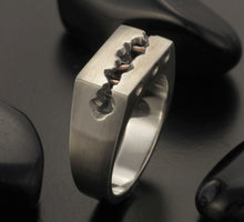 Men's Rustic Wedding Band, Silver & Copper Textured Ring, RS-1309