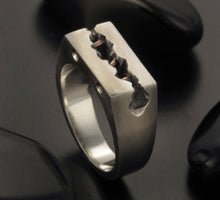 Men's Rustic Wedding Band, Silver & Copper Textured Ring, RS-1309