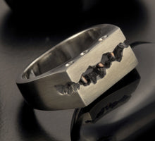 Men's Rustic Wedding Band, Silver & Copper Textured Ring, RS-1309