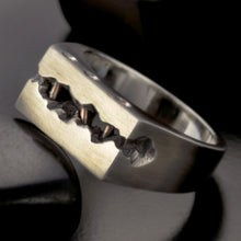 Men's Rustic Wedding Band, Silver & Copper Textured Ring, RS-1309