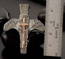 Handmade Sterling Silver & Copper Cross Pendant for Men | Christian Necklace | P-138