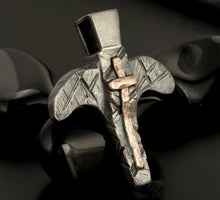 Handmade Sterling Silver & Copper Cross Pendant for Men | Christian Necklace | P-138