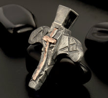 Handmade Sterling Silver & Copper Cross Pendant for Men | Christian Necklace | P-138