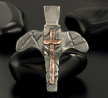 Handmade Sterling Silver & Copper Cross Pendant for Men | Christian Necklace | P-138