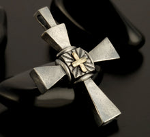 Cross Pendant Silver and 14K Gold Handmade, Handmade Pendant, Cross Jewelry, P-139