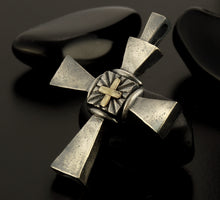 Cross Pendant Silver and 14K Gold Handmade, Handmade Pendant, Cross Jewelry, P-139